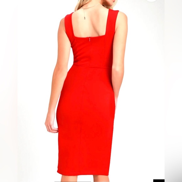 Lulus Chic Red Sleeveless Bodycon Midi Dress Size Small - Picture 2 of 12